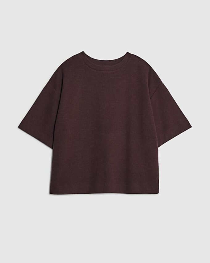 Brown Short Sleeve Cosy Boxy T-Shirt