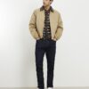 Brown Short Sleeve Knitted Stripe Shirt