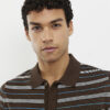 Brown Short Sleeve Knitted Stripe Shirt