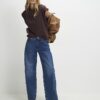 Brown Short Sleeve Pleat Shoulder T-shirt