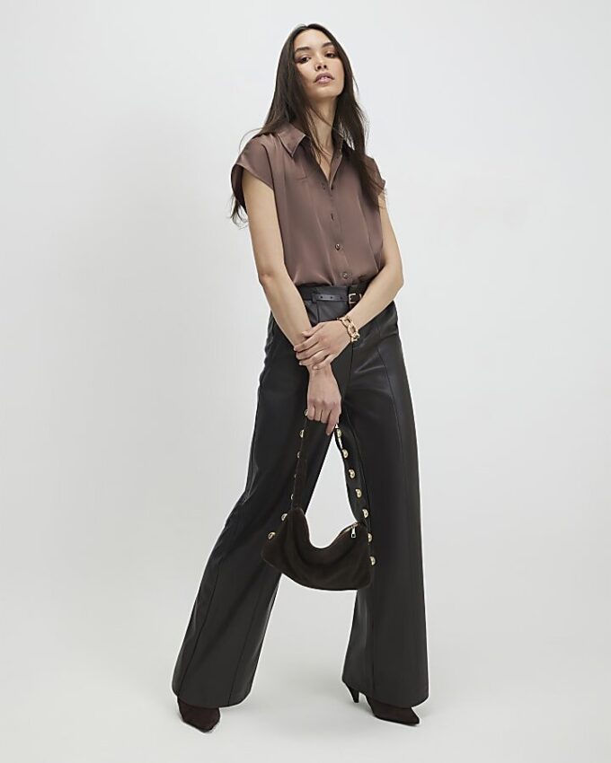 Brown Short Sleeve Relaxed Shirt