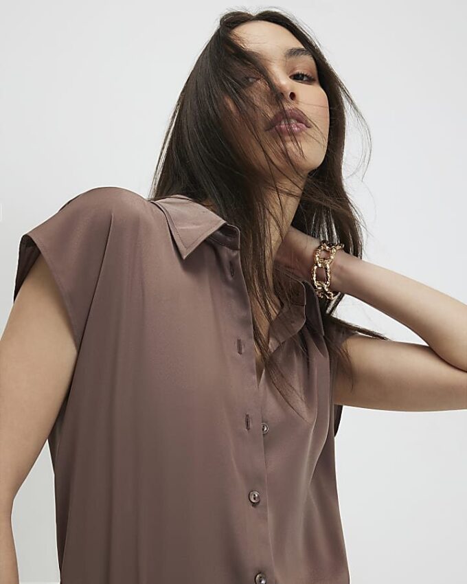 Brown Short Sleeve Relaxed Shirt
