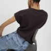 Brown Short Sleeve Twist Front T-Shirt