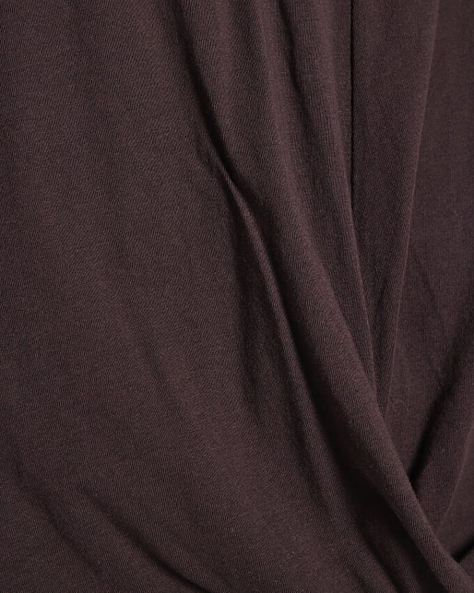Brown Short Sleeve Twist Front T-Shirt