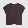 Brown Short Sleeve Twist Front T-Shirt