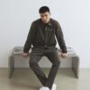 Brown Slim Fit Puppytooth Piped Trousers