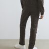 Brown Slim Fit Puppytooth Piped Trousers