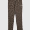 Brown Slim Fit Puppytooth Piped Trousers