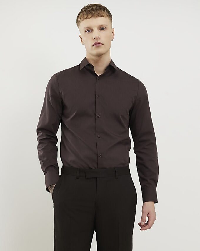 Brown Slim Fit Shirt