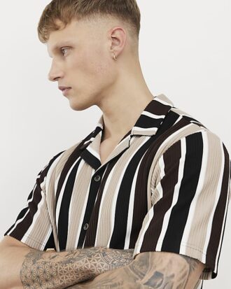 Brown Slim Fit stripe Shirt