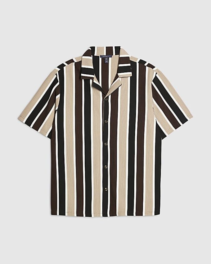 Brown Slim Fit stripe Shirt