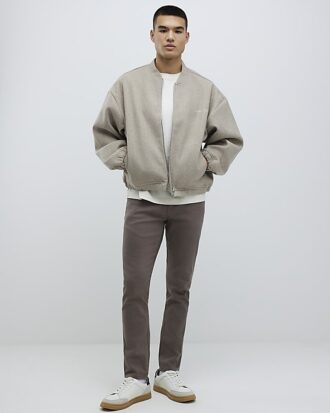 Brown Slim Fit Washed Jeans