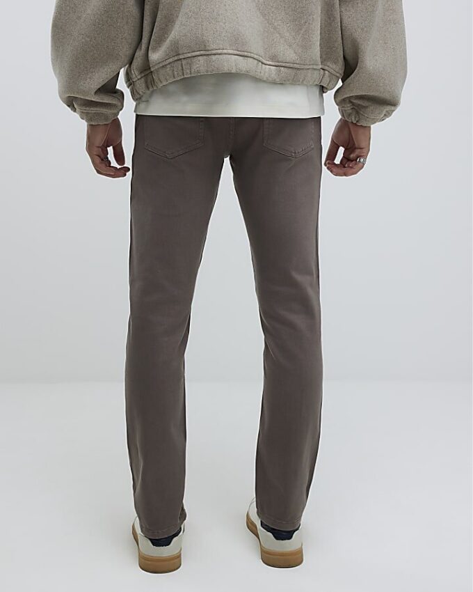 Brown Slim Fit Washed Jeans