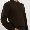 Brown Slim Fit Zip Polo Jumper