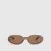 Brown Slim Oval Chain Detail Sunglasses