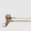 Brown Slim Oval Chain Detail Sunglasses