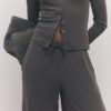 Brown Soft Touch Wide Leg Trousers