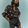Brown Spot Print Long Sleeve Shirt