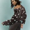 Brown Spot Print Long Sleeve Shirt