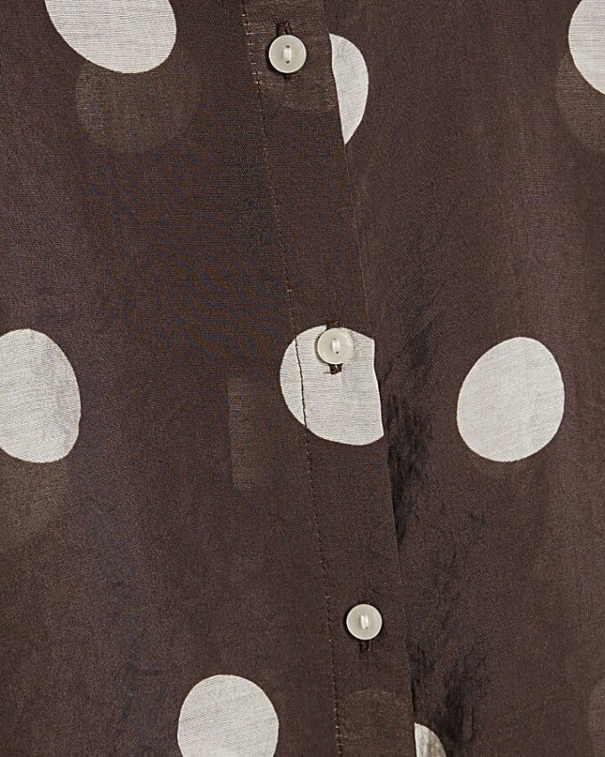 Brown Spot Print Long Sleeve Shirt