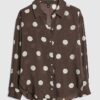 Brown Spot Print Long Sleeve Shirt
