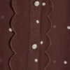Brown Spot Print Scallop Trim Shirt