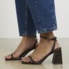 Brown Strappy Low Block Heel Sandals