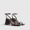 Brown Strappy Low Block Heel Sandals