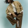 Brown Stripe Wide Leg Trousers