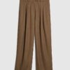 Brown Stripe Wide Leg Trousers