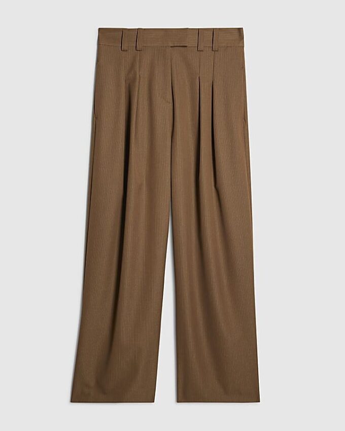Brown Stripe Wide Leg Trousers
