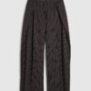 Brown Stripe Wide Leg Trousers