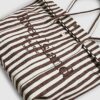 Brown Striped Roll Top Shopper Bag