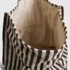 Brown Striped Roll Top Shopper Bag