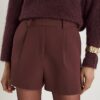 Brown Structured Tailored Shorts