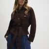 Brown Suede Belted Jacket