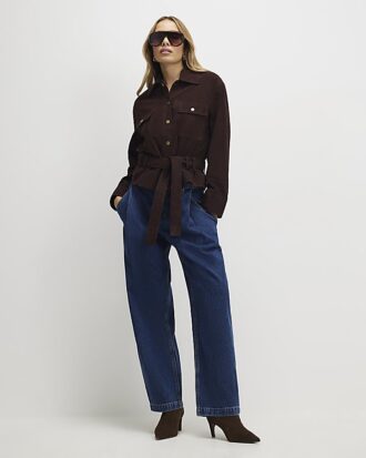 Brown Suede Belted Jacket
