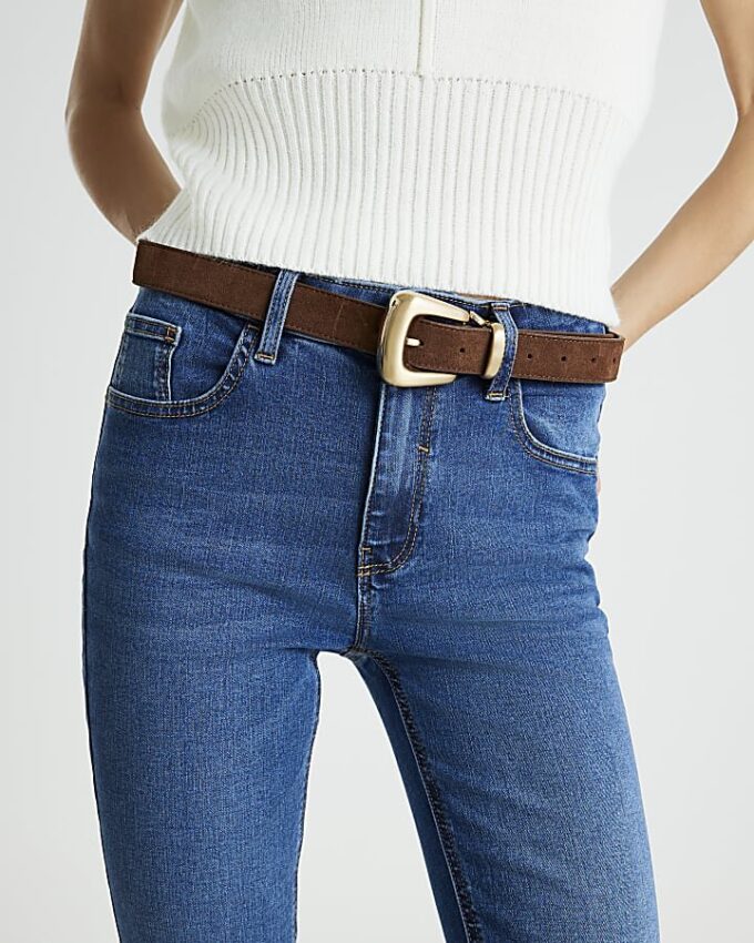 Brown Suede Buckle Belt