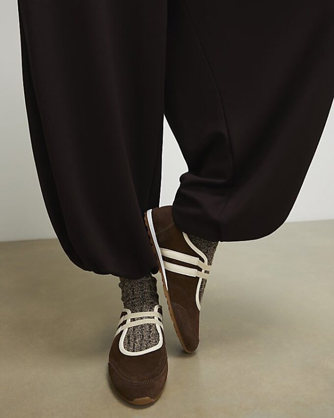 Brown Suede Double Strap Shoes