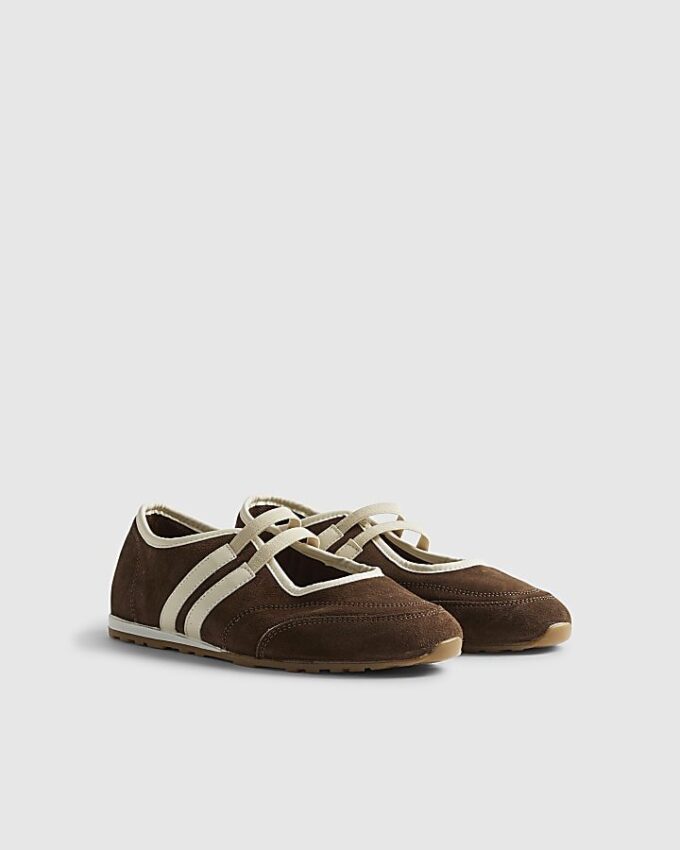 Brown Suede Double Strap Shoes