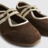 Brown Suede Double Strap Shoes