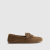 Brown Suede Eyelet Loafers