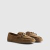 Brown Suede Eyelet Loafers