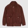 Brown Suede Oversized Bomber Jacket