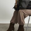 Brown Suede Pointed Heel Boots