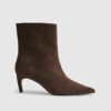 Brown Suede Pointed Heel Boots