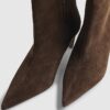 Brown Suede Pointed Heel Boots