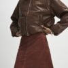 Brown Suede Seam Detail Mini Skirt