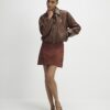 Brown Suede Seam Detail Mini Skirt