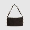 Brown Suede Studded Shoulder Bag